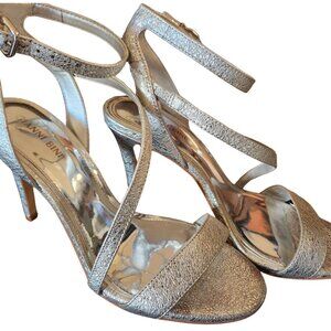 Gianni Bini Sparkly Silver Strappy High Stiletto Heel Dress Pumps Size 9.5